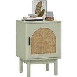 Homcom Rattan Light Green Bedside Table