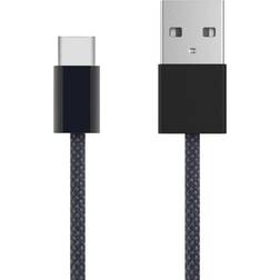 Linocell Flätad USB-A till USB-C Kabel Svart 1 m 1m