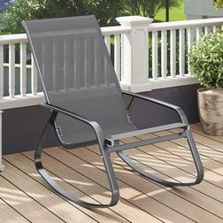 OutSunny Grey High Back Garden Rocking Chair 90 x 61 x 100 cm