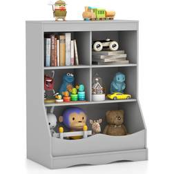 Casart Kids Storage Shelf with 5 Bins Grey