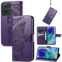 GANGXUN Dark Violet Butterfly Business Wallet Case