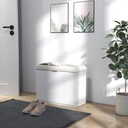 Homcom Shoe with Cushion and Flip Drawer 62x26x47.5cm White Storage Bench
