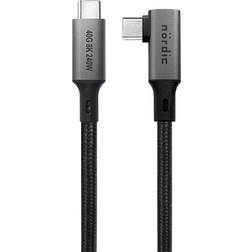 Nordic Vinklad 2m USB4 USB-C Nylonflätad Kabel