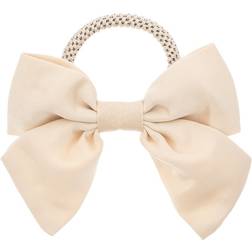 Dark Satin Bow Hair Tie Champagne