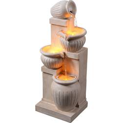 Teamson Home Solar 4 Tier LED Water Fountain Cascading Bowl