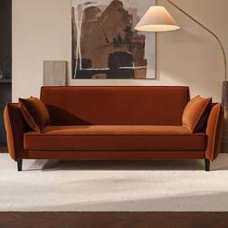 Bobby Burnt Orange Velvet Click Clack Bed Sofa 3 Seater