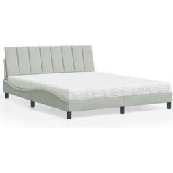 vidaXL Seng Med Madras 160x200 cm Velour Lysegrå Sengesæt