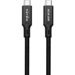 Nordic 25cm USB4 USB-C Nylonflätad Kabel PD3.1