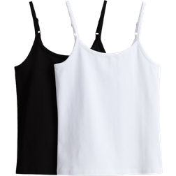 H&M 2er-Pack Baumwolltops - Schwarz/Weiß