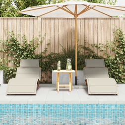 vidaXL Sun Loungers with Cushions 2 Pcs Cream White