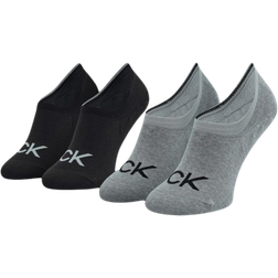 Calvin Klein Logo Invisible Socks 2-pack - Black/Grey