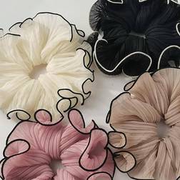 Shein 4 pieces chiffon lace hair bows in French style for daily use, holidays and casual occasions, elegant accessory