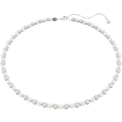Swarovski Matrix Tennis Necklace - Silver/Pearls/Transparent
