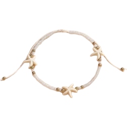 Shein 1pc Fashionable Vintage Beach Style Natural Starfish Decor Adjustable Rice Bead Foot Chain Jewelry