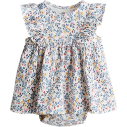 H&M Frill-Trimmed Bodysuit Dress - White/Floral (1218179012)