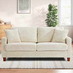 17 Stories Corduroy Beige Sofa 452.1cm 2 Seater