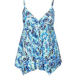 Yours Curve Wrap Tankini Top - Blue