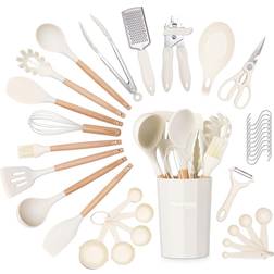 nuovva Utensil Holders With Cream Kitchen Utensil 35pcs