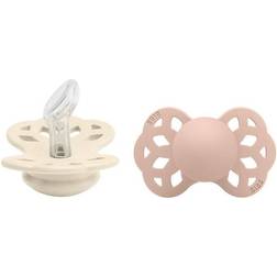 Bibs Infinity Silicone Pacifier Size 1 0-6m 2-pack Ivory/Blush