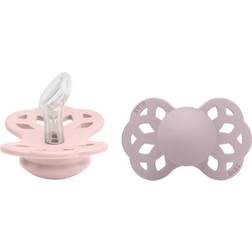 Bibs Infinity Silicone Pacifier Size 1 0-6m 2-pack Blossom/Dusky Lilac