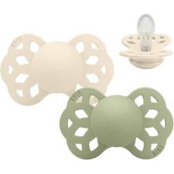 Bibs Infinity Silicone Pacifier Size 1 0-6m 2-pack Ivory/Sage