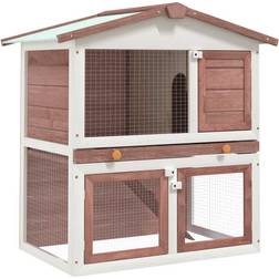 vidaXL Outdoor Rabbit Hutch 3 Doors Brown