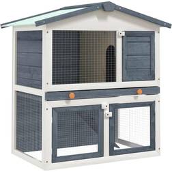 vidaXL Outdoor Rabbit Hutch 3 Doors Grey