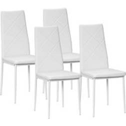 Homcom 4-Pieces Faux Leather Dining Chairs White Kitchen Chair