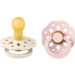 Bibs Boheme Latex Pacifier Size 1 0-6m 2-pack Ivory/Blossom