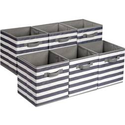 Amazon Basics Collapsible Awning Stripe White/Light Grey Storage Box 6pcs