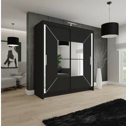 Sliding Wardrobes 4u Nicole Double Mirror Black Wardrobe 180x217cm