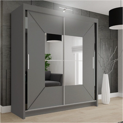 Sliding Wardrobes 4u Nicole Double Mirror Grey Wardrobe 180x217cm
