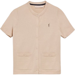 Polo Club Short Sleeved Button Down Cardigan with Rigby Go Logo - Beige