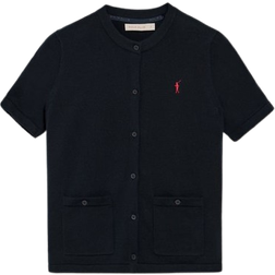 Polo Club Short Sleeved Button Down Cardigan with Rigby Go Logo - Navy Blue