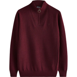 Barbour Essential Lambswool Half Zip Jumper - Burgundy Red