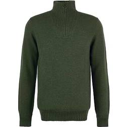 Barbour Essential Lambswool Half Zip Jumper - Olive Green