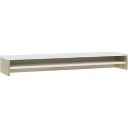 vidaXL Screen Stand White and Sonoma Oak TV Bench 100x13cm