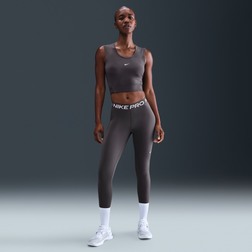 Nike Pro Women's Mid-Rise Mesh-Panelled Leggings - Grey