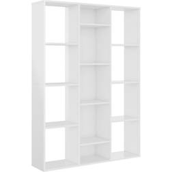 vidaXL Room Divider White High Gloss Book Shelf 140cm