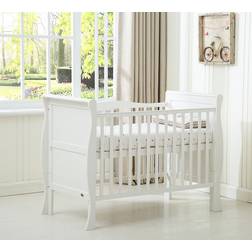 MCC Direct Savannah Sleigh Cot Bed with Mattress White 33.5x54.7"