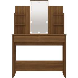 vidaXL With LED Lights Brown Oak Sminkbord 40x96cm