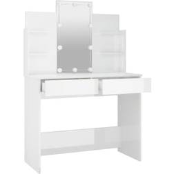 vidaXL With LED Lights High Gloss White Dressing Table 40x96cm