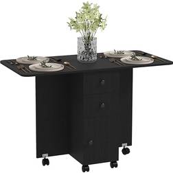 Homcom Folding With Drawers Black Dining Table 60x120cm