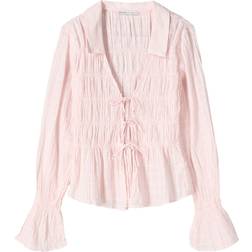 Bershka Rustik Skjorta Med Markerad Midja - Rosa