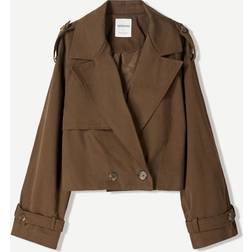 Bershka Short Trench Jacket - Brown