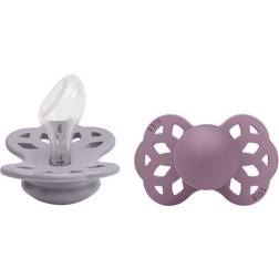 Bibs Infinity Silicone Pacifier Size 2 6-18m 2-pack Fossil Grey/Mauve