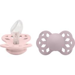 Bibs Infinity Silicone Pacifier Size 2 6-18m 2-pack Blossom/Dusky Lilac