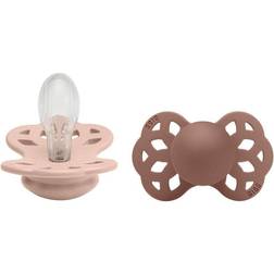 Bibs Infinity Silicone Pacifier Size 2 6-18m 2-pack Blush/Woodchuck