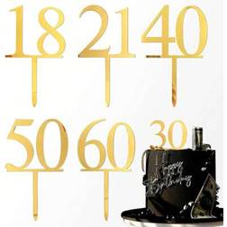 Shein Gold Simple Numbers Acrylic Topper 1pc 3pcs 5pcs Cake Decoration