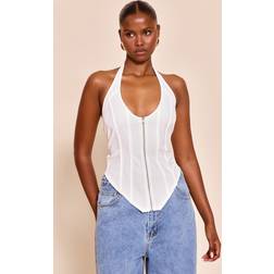 PrettyLittleThing Boned Dip Hem Corset - White
